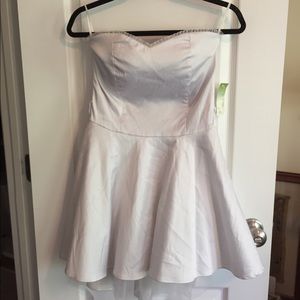 Strapless Dress- Pinstripe fabric with Tulle